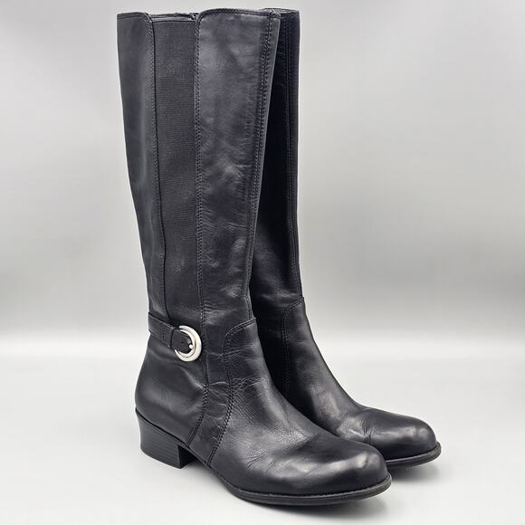 Naturalizer Women's Size 9.5 M US Arness Black Leather Knee High Riding Boots - Picture 1 of 8